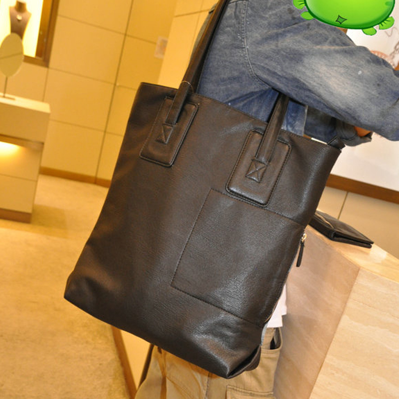 The new Korean version of the leather bag men's bag tide bag leather casual bag tide bag men's travel bag shoulder bag handbag tide bag