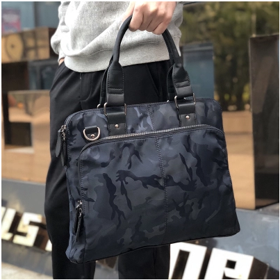 Hong Kong camouflage leather men's bag horizontal handbag business travel briefcase shoulder bag messenger bag casual bag trendy