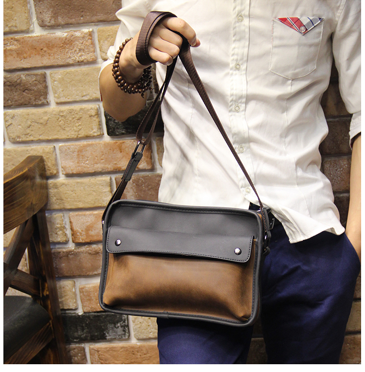 Hong Kong Genuine Leather Men's Bag Men's Single Shoulder Oblique Satchel Handbag Bag Casual Bag Inn Retro Bag Tide Bag