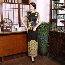 Qipao Young Mother Temperament Spring Summer End Atmosphere China Wind Long Style Walk Show Performance Tandem Dresses Dress Code New