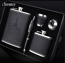 High-end imported food grade 304 stainless steel 9 oz Wine Pot half catty Carry-on Portable Wine Pot Suit Gift Box