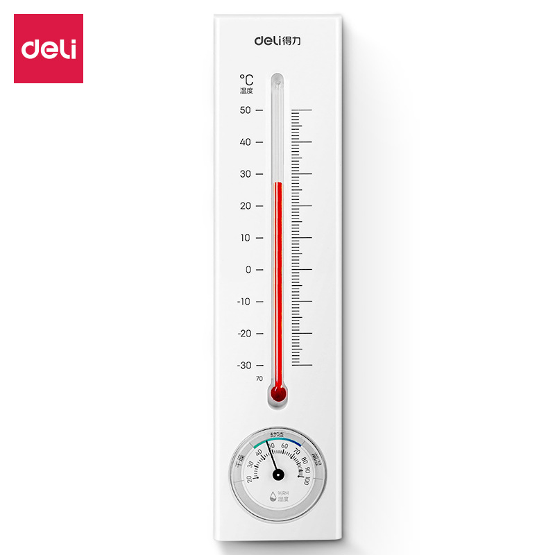Deli 9013S temperature and humidity meter household indoor and outdoor mechanical high-precision thermometer baby room wall-mounted