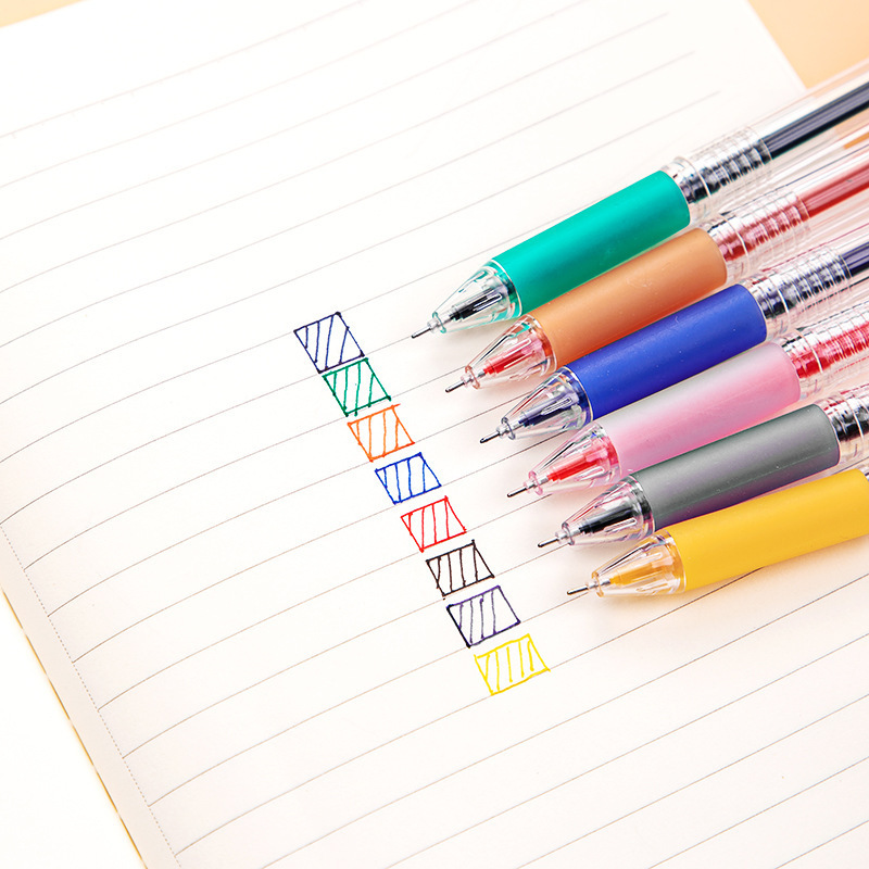Powerful A125 color gel pen small fresh water-based pen cartoon 0 5 full needle tube candy color students with 6 colors