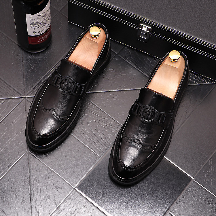 Leather men's small leather shoes spring and autumn new bean shoes England business leisure shoes IT tide one foot lazy shoes