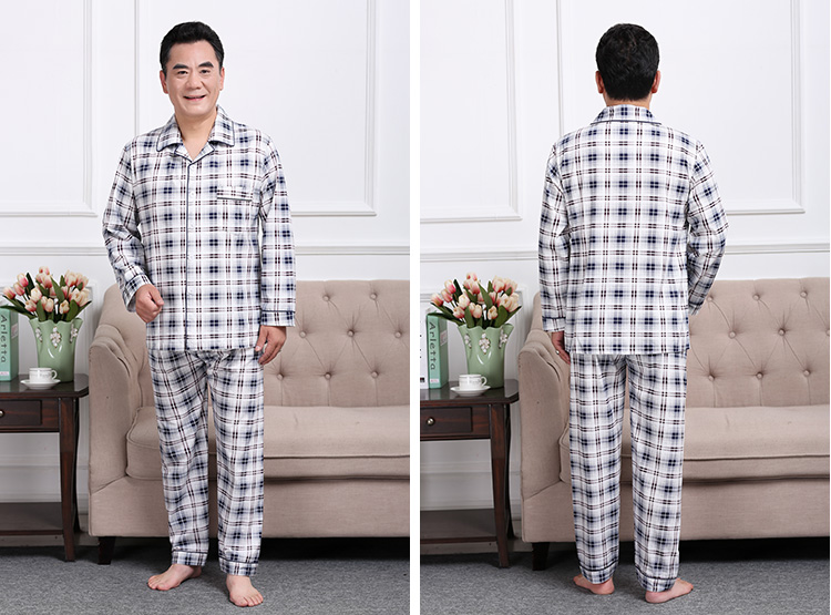 Trung niên đồ ngủ nam dài tay bông mùa xuân và mùa thu trung niên cha tuổi cotton mùa hè ngắn tay dịch vụ nhà phần mỏng shop đồ lót