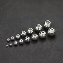 A selfie) by the Pure silver DIY accessories 925 pure silver spacer beads light round bead positioning beads 2-10mm