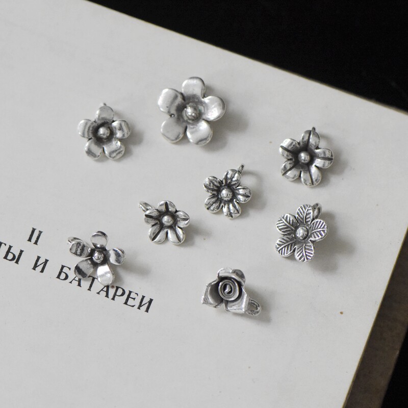 Yaojia) Thai handmade silver sterling silver DIY accessories flower small pendant sterling silver pendant HA01