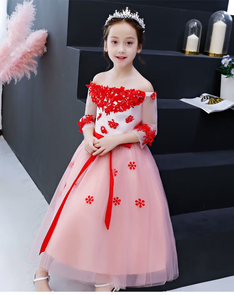 Trang phục piano một vai cô gái sinh nhật công chúa váy hoa cô gái catwalk show nhỏ chủ nhà váy dạ hội trẻ em váy cưới set vest bé trai kẻ sọc ca rô kèm nơ