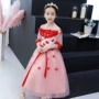 Trang phục piano một vai cô gái sinh nhật công chúa váy hoa cô gái catwalk show nhỏ chủ nhà váy dạ hội trẻ em váy cưới trang phục biểu diễn cho bé