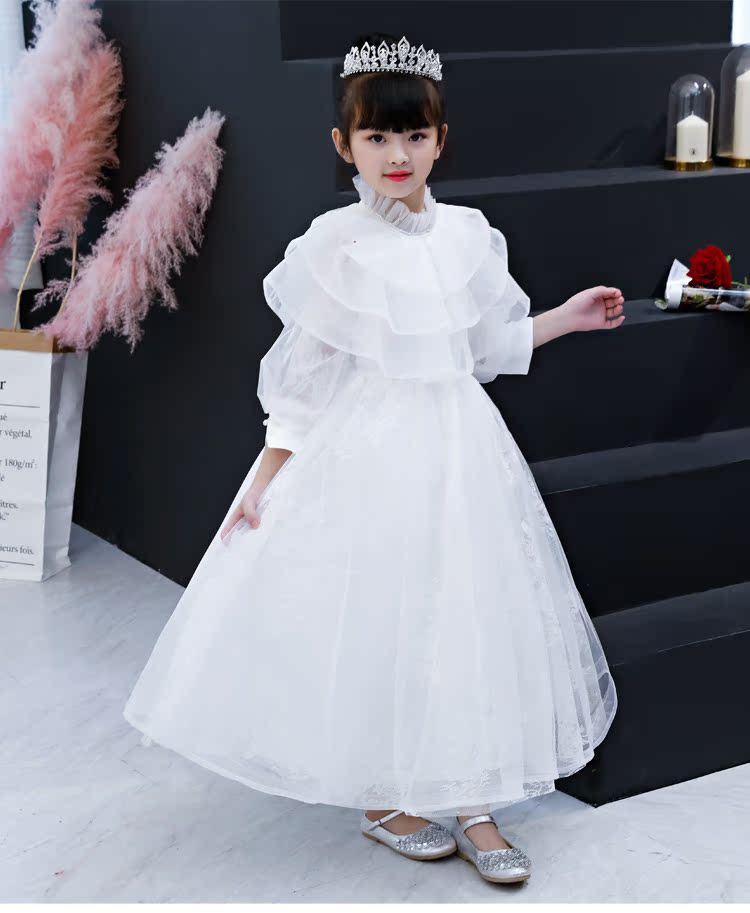 Váy cưới cho bé gái, trẻ lớn, chủ nhà trẻ em, váy dạ hội, váy công chúa, sàn catwalk, trang phục piano, mùa thu đông vest trẻ em