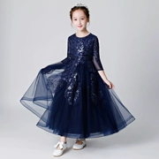 Cô gái chủ nhà buổi tối công chúa váy catwalk hoa cô gái piano trang phục mô hình trẻ em váy cưới váy dài mùa thu và mùa đông