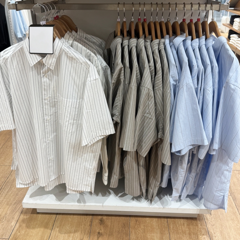 Collaboration Style Unisex Loose Striped Short-Sleeve Shirt Casual Versatile 477648/476246/477643