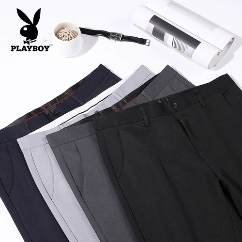 Playboy, мужские трендовые штаны, летние тонкие повседневные брюки, облегающий крой, в корейском стиле, свободный прямой крой