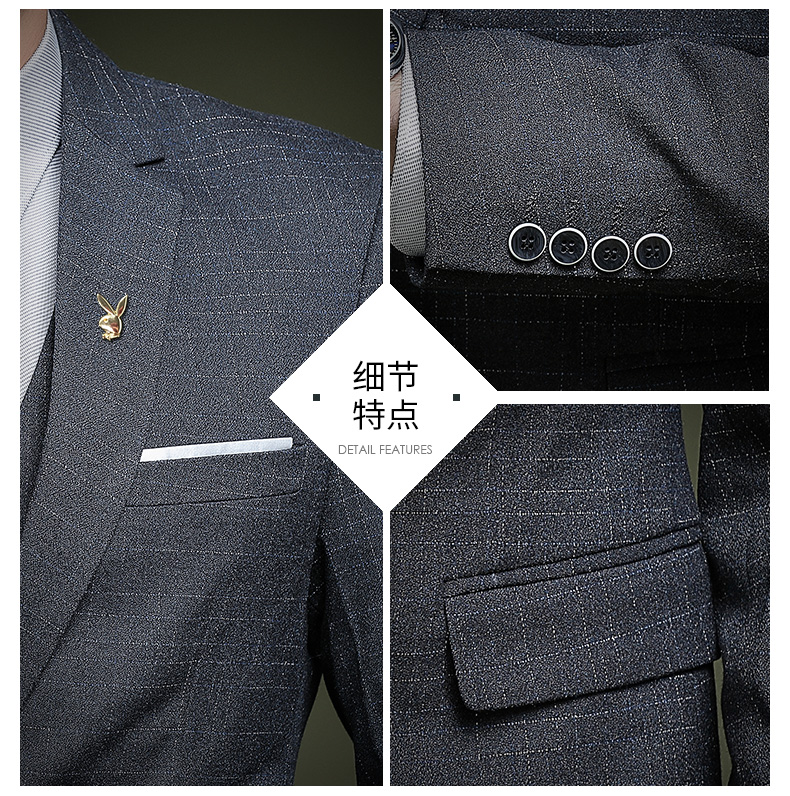 Playboy phù hợp với nam phù hợp với kinh doanh Slim chuyên nghiệp ăn mặc giản dị chú rể chú rể phù hợp với đám cưới ba mảnh vest nam hàn quốc