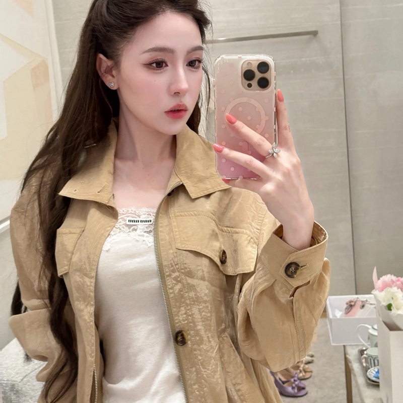 Tian Jiao Baby【Louvre Stroll】Oversize Retro Relaxed Old Money Style Tencel Sun Protection Jacket for Women Tian Jiao Baby【Louvre Stroll】Oversize Retro Relaxed Old Money Style Tencel Sun Protection Jacket for Women