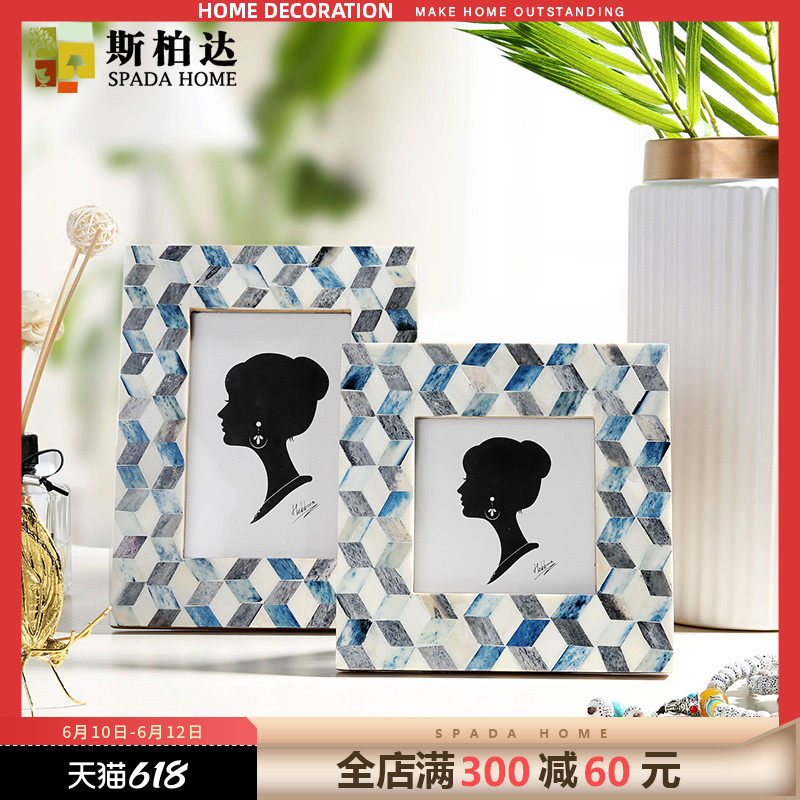 Bull Bone Photo Frame Swing Table Small Band Photo Rind Wash Four 4 Inch Photo Frame Square 6 Inch Frame Creative Personality Like Frame