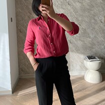 The original tail is left with two relaxed beauty worth having autumn linen straight single - row shirt 0823A1