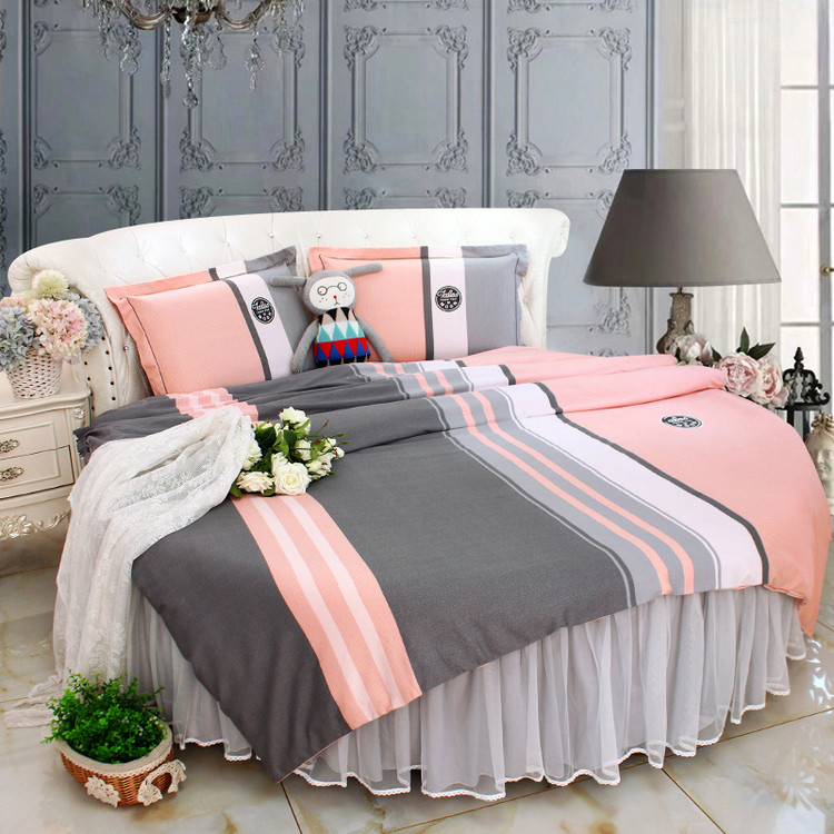 Full Cotton Pure Cotton Customizable Round Bed Four Pieces Round Bed Skirt Bed Hat Bed Hood 4 Pieces Cover Themed Guesthouse Round Bed Goods