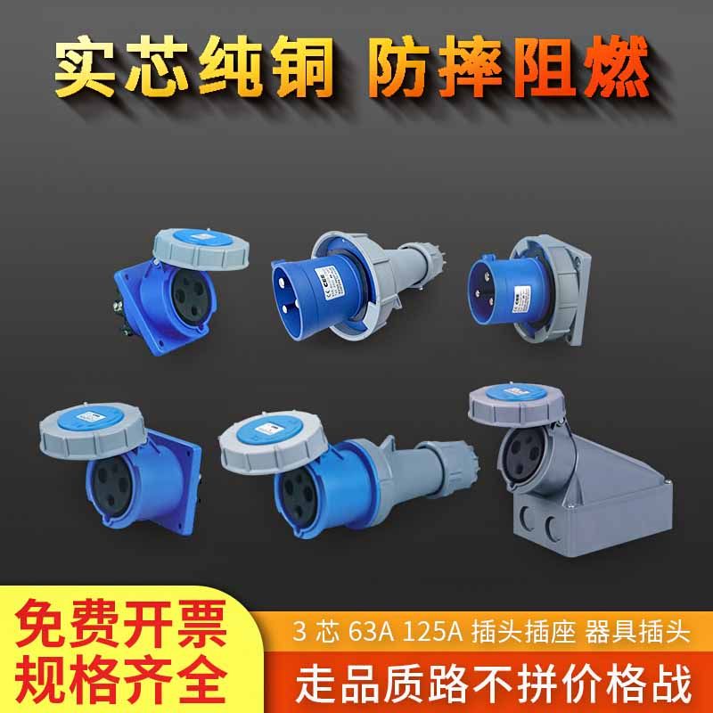 CEE Industrial Waterproof Connector Clean Socket 3 Core 63 AIP 67 Container Refrigerated Vehicle Power Connector