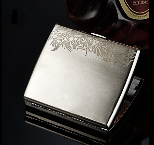 High-grade stainless steel 20-pack men's cigarette case flip creative cigarette case personality ultra-thin cigarette case to send boyfriend