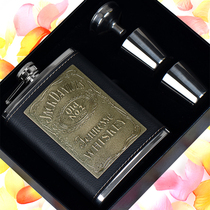 Germany imported 304 food grade stainless steel thickened wine jug 8 ounces outdoor carry-on leather case small wine jug