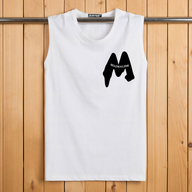 Summer vest men's trend sports sleeveless t-shirt loose round neck student breathable bottoming shirt beach sweat vest T-shirt