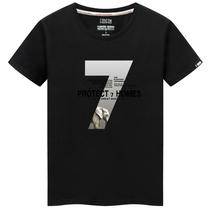 Short-sleeved T-shirt mens cotton round neck loose half-sleeved summer printed body shirt mens plus size dress round neck