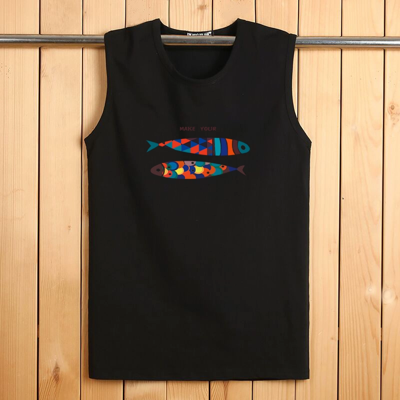 Mùa hè cotton vest nam không tay áo thun thể dục đáy quần tay áo rộng vai mùa hè thanh niên lỏng lẻo kích thước lớn vest - Áo vest cotton áo khoác giả vest nam hàn quốc