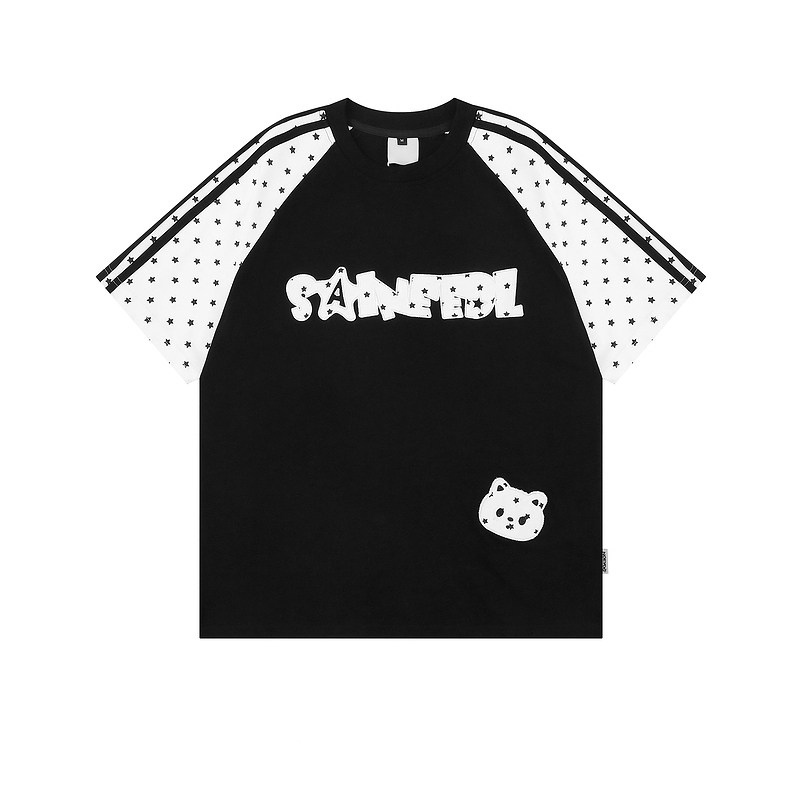 Cute Patchwork Cat and Star Raglan Short-Sleeve T-Shirt for Women, 2026 Summer New Loose-Fitting Couple Half-Sleeve Top ins Cute Patchwork Cat and Star Raglan Short-Sleeve T-Shirt for Women, 2026 Summer New Loose-Fitting Couple Half-Sleeve Top ins
