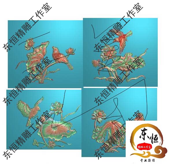 Конструкция материал исходные файлы 精雕图浮雕图檀雕莲花宝座精雕图荷花沙发四季花荷花鸟沙发