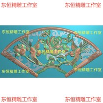 Lotus and peony exquisite carving plum orchid bamboo and chrysanthemum lotus relief fan-shaped hollow peony flower and bird 6622D