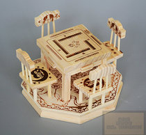 Funeral supplies Mahjong table chair Wooden six-piece set Cemetery cemetery sacrificial ornaments Burial box Shroud