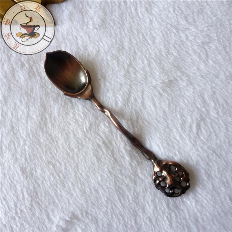 Foreign trade original single bronze coffee spoon Dubai Court retro spoon Zinc alloy Ruyi stirring spoon Craft tea spoon