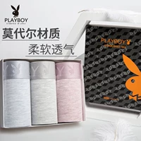 Playboy 3707 Quần lót cotton nam Quần lót Boxer 100% Quần lót cotton Boxer 4 hộp quà tặng - Bộ quà tặng shop do lot