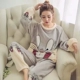 Mùa thu và mùa đông chất béo chị san hô lông cừu đồ ngủ phụ nữ flannel cộng với phân bón XL chất béo MM200 kg dịch vụ nhà