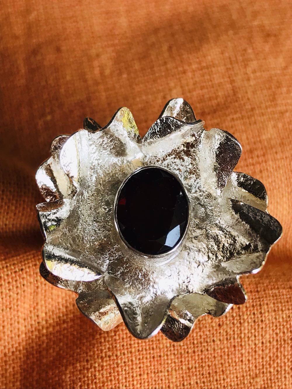 ISHA merchandise pure silver hand inlaid pure natural crystal ring