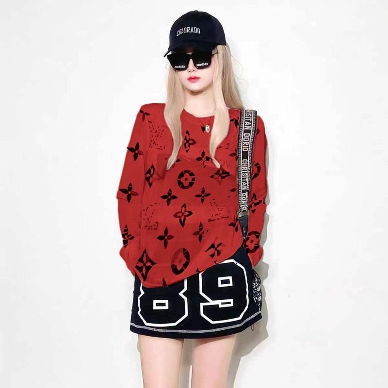 Summer New Sun Protection Clothing Long-Sleeved T-Shirt for Women, Thin Printed Letter Mesh Casual Loose Design Top ins Summer New Sun Protection Clothing Long-Sleeved T-Shirt for Women, Thin Printed Letter Mesh Casual Loose Design Top ins