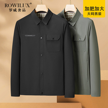 ROWILUX High end Large Size Middle and Old Age Flip Collar Jacket for Men's Spring and Autumn Simple Multi Pocket Business Casual Coat