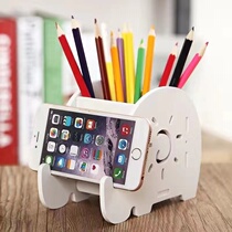 Creative pen holder fashionable mobile phone holder desktop pen bucket storage box tools office stationery supplies makeup brush storage bucket