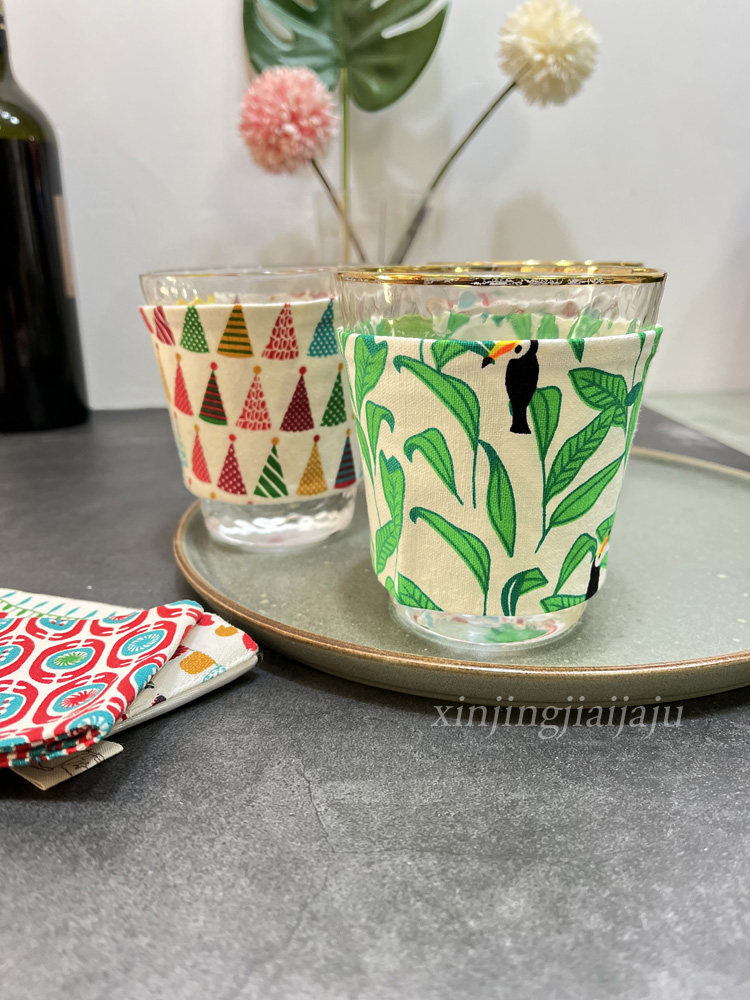 (New net sector) Custom cotton linen small frescoed anti-bronzed hand cup sleeve-Taobao