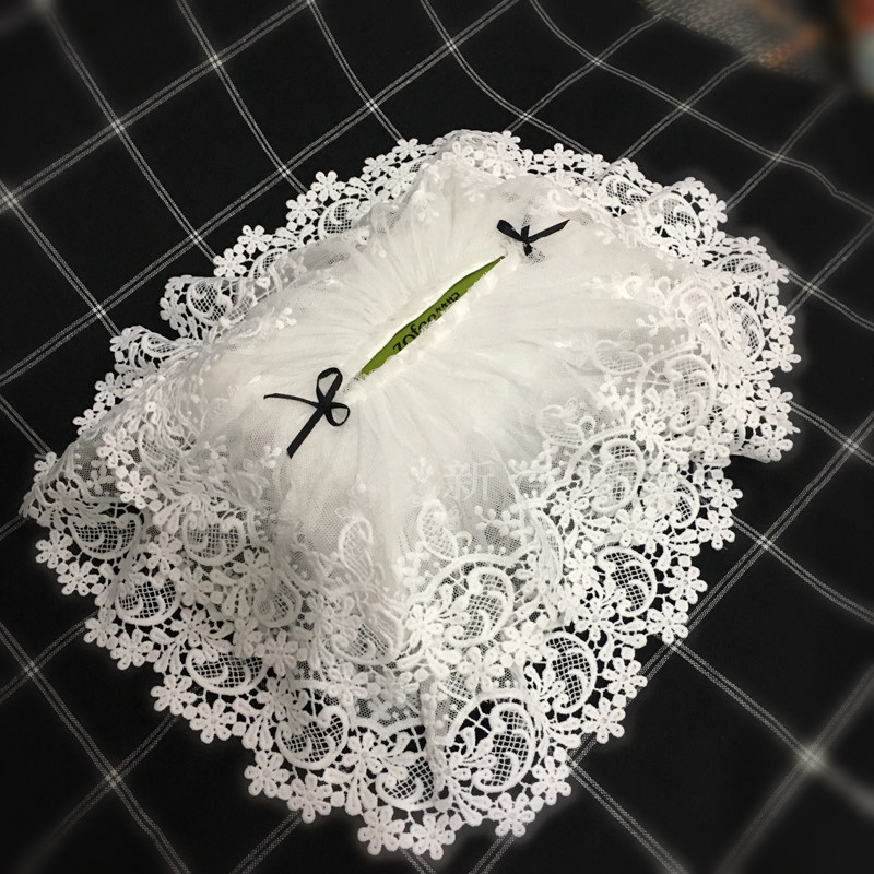 (New net)Exclusive new high-quality lace bedroom fabric household car tissue bag cover