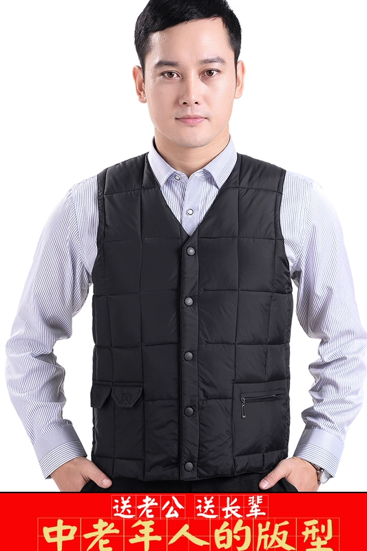 Áo vest nam trung niên nam trung niên ấm áp cotton mùa thu và mùa đông người già vest vest cỡ lớn áo khoác blazer nam hàn quốc