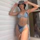 ຊຸດລອຍນໍ້າຂອງແມ່ຍິງ 2023 ໃໝ່ Denim Bikini Color Block Halter Tie ສາມຈຸດເຕົ້ານົມນ້ອຍ Sexy Beach Hot Spring