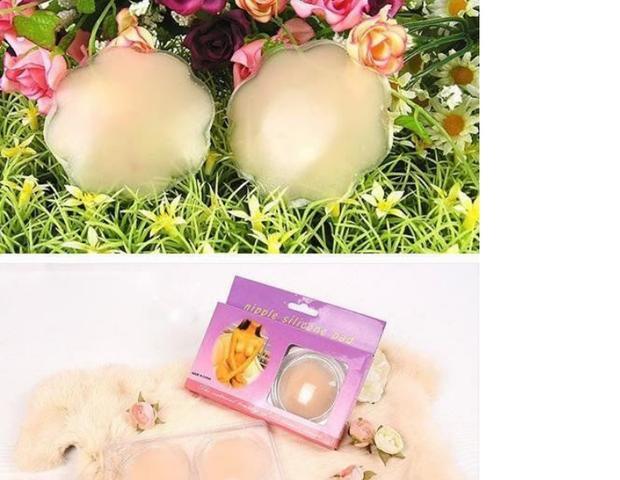 Nhãn dán vô hình Silicone Nhãn dán vú nhỏ Mận / Không dấu vết Đồ lót Núm vú Patch Chèn Lady Nubra hộp miếng dán ngực