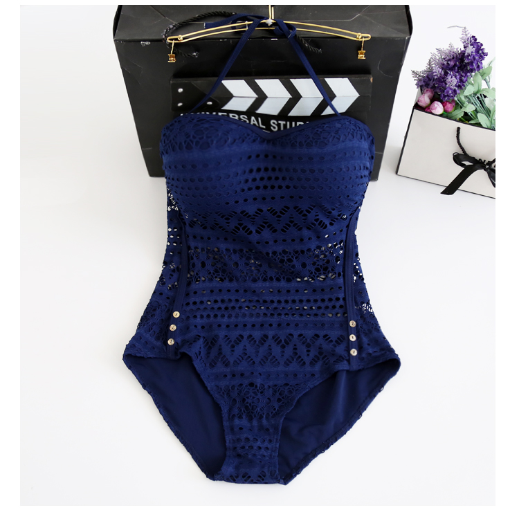 Quần tam giác Thái kết hợp openwork đan bikini bikini ren gợi cảm đồ bơi liền thân dài tay
