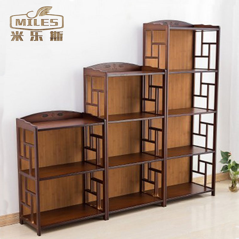 Antique bookcase bookshelf layer cabinet bamboo tea cabinet tea set rack microwave oven rack kitchen oven rack sundries rack