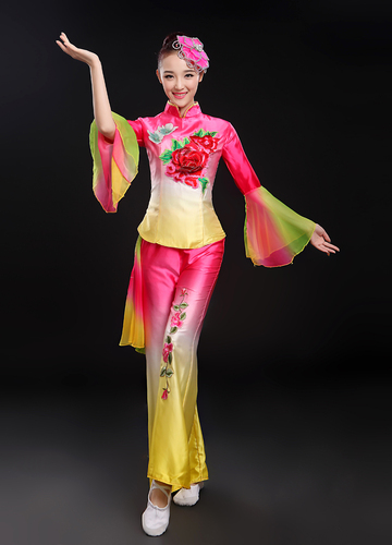 Chinese folk dance dress for women Lantern decorated Yangko Costume Dance Costume female waist drum Fan Dance square dance national performance costume for the elderly