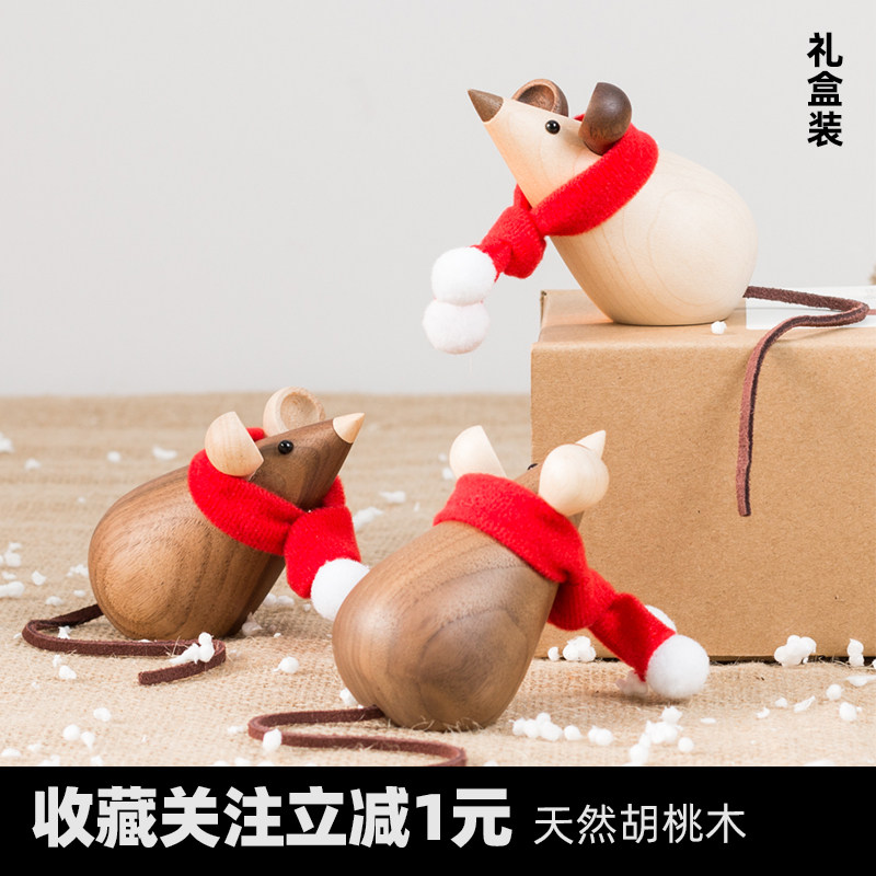 Wood Rat Wooden Cat Toy Rat Year Sheng Mousemoto Life Year Birthday Gift Emulation Animal Book House Swing Piece Net Red