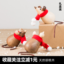 Wood Rat Wooden Cat Toy Rat Year Sheng Mousemoto Life Year Birthday Gift Emulation Animal Book House Swing Piece Net Red