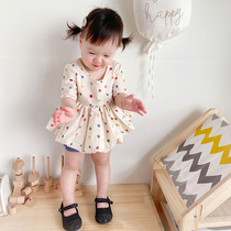 ME childrens wear 21SS summer girls color polo point top doll shirt hipster short sleeve dress shorts set